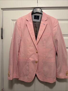 Tailorbyrd Pink Jacket with Navy Logo Patch